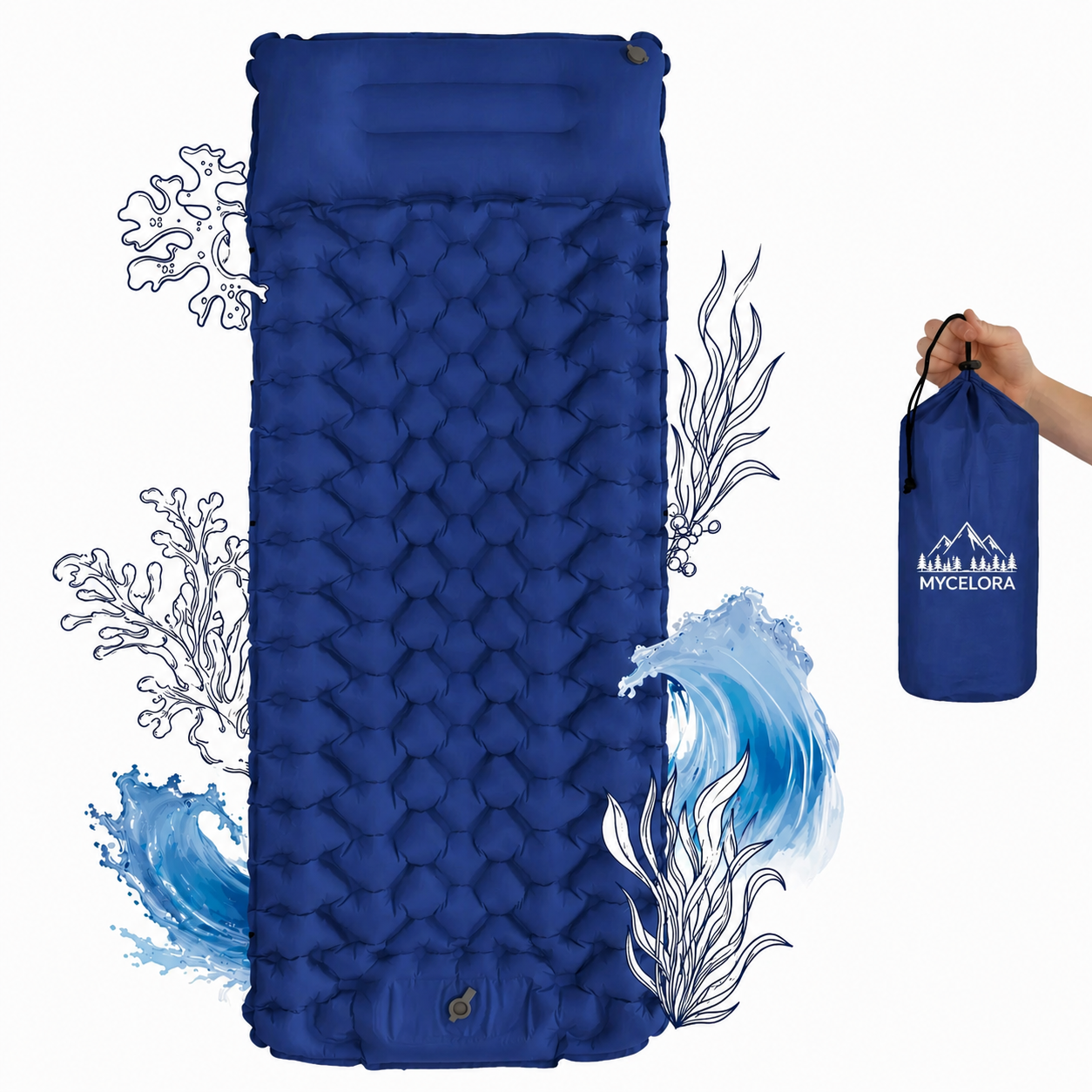 Inflatable Beach Mat with Built-In Pump