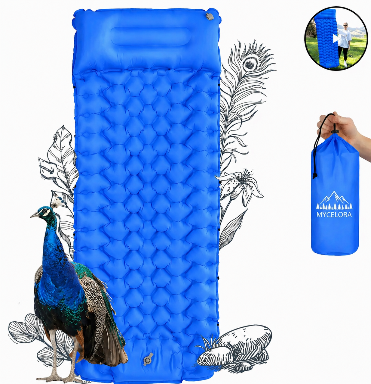 Inflatable Beach Mat with Built-In Pump