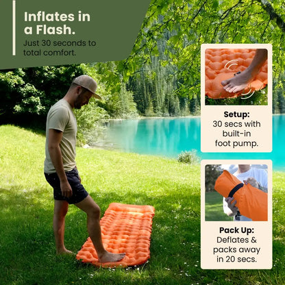 Inflatable Beach Mat with Built-In Pump